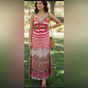 Kelly Diane Elegant orange and white Maxi Dress